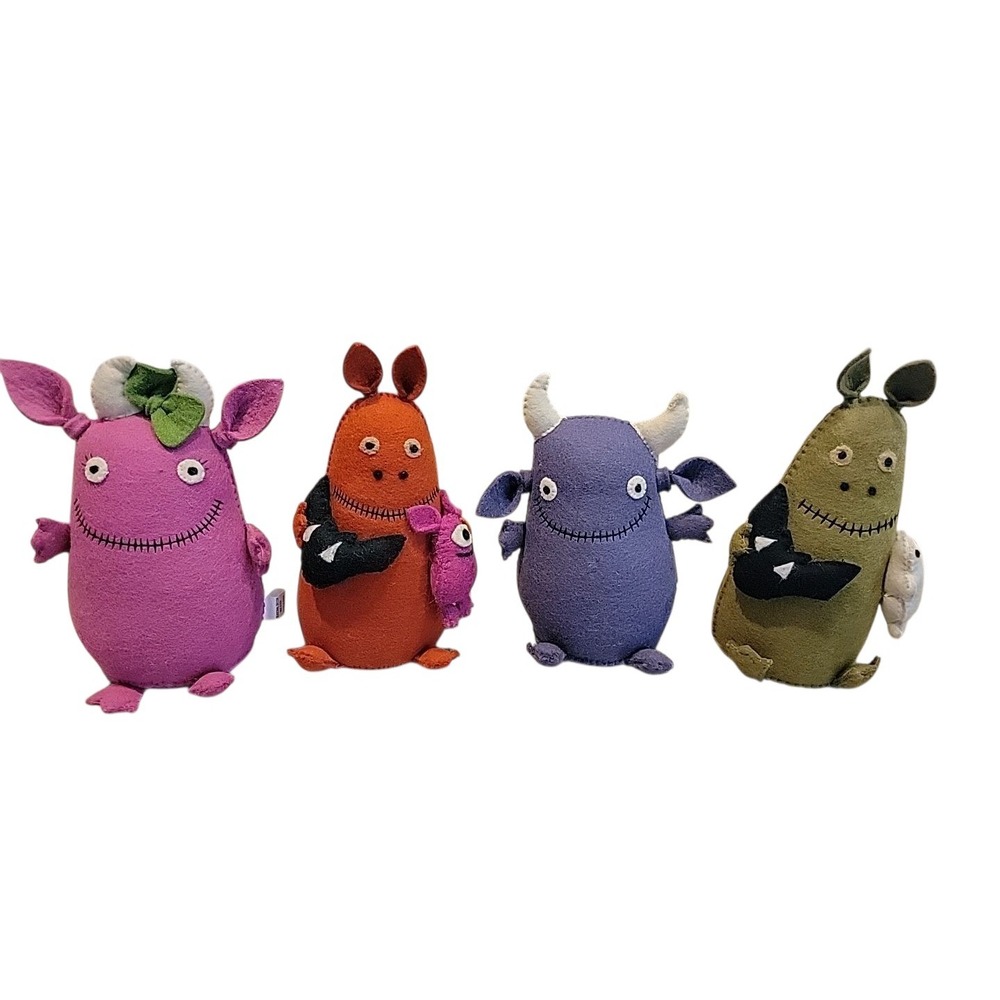Novogratz Halloween MONSTER Lot Of 4 Felt Stuffed Figures 10-11" Tall, NWOT